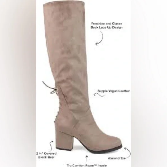 Journee Women's Taupe Wide Calf Knee-High Boots Size 8 EUC - Picture 3 of 16